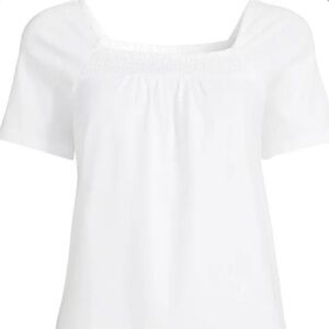 Lands' End Light Weight Smocked Square Neck Short Sleeve Top Size Large NWT